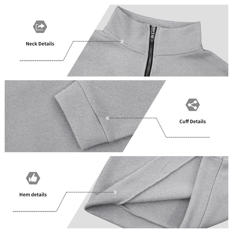 Felpa da uomo con fodera in pile e cerniera a un quarto – Abbigliamento casual invernale caldo ed elegante (S-XXXL, colori a tinta unita)_voghion.com