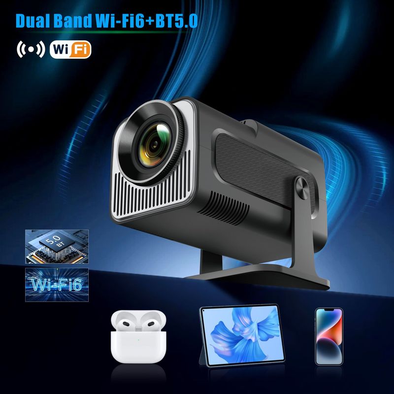 Tragbarer 4K-Android-Projektor HY320MiNi – 130-Zoll-HD-Riesenbildschirm, kabellose Wi-Fi 6-Bildschirmprojektion, automatische Trapezkorrektur_voghion.com