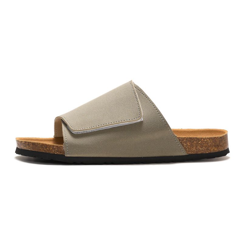 RUIZUSTOCK Kork Hausschuhe Trendy Student Slide Sandalen Herren Strandschuhe Nubukleder_voghion.com