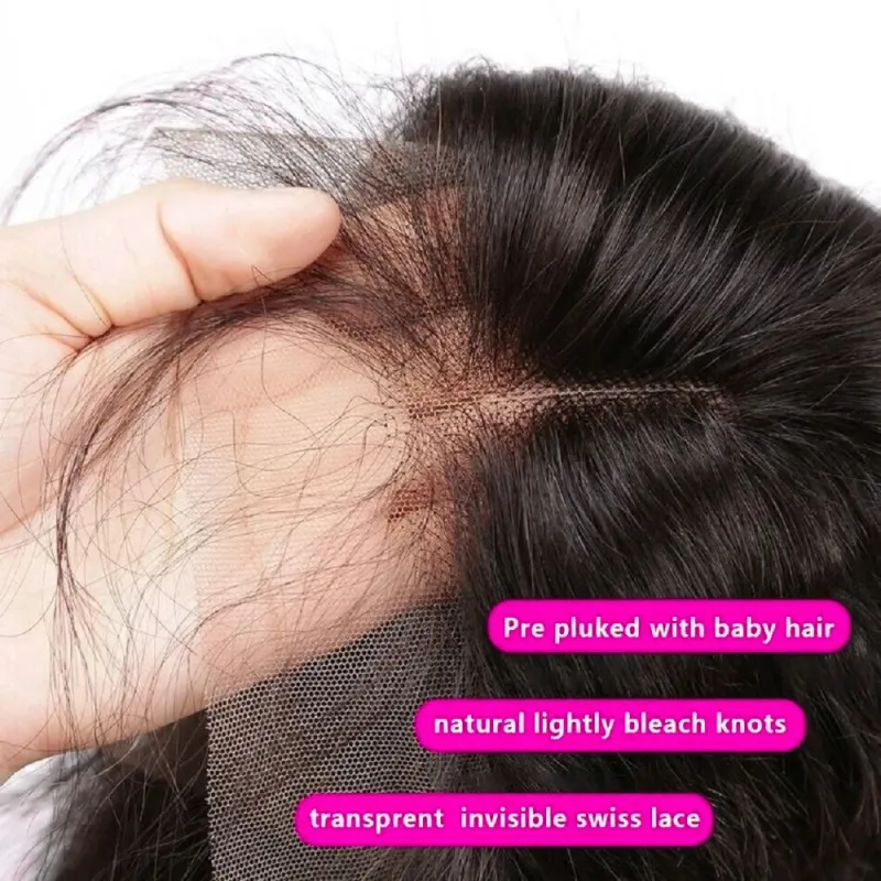 4X4 Peruvian Straight Deep Curly Closure Remy Human Hair Swiss Lace_voghion.com