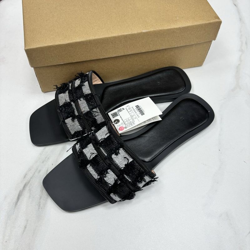 Neue modische gerade Denim-Hausschuhe für Damen mit flachem Boden_voghion.com