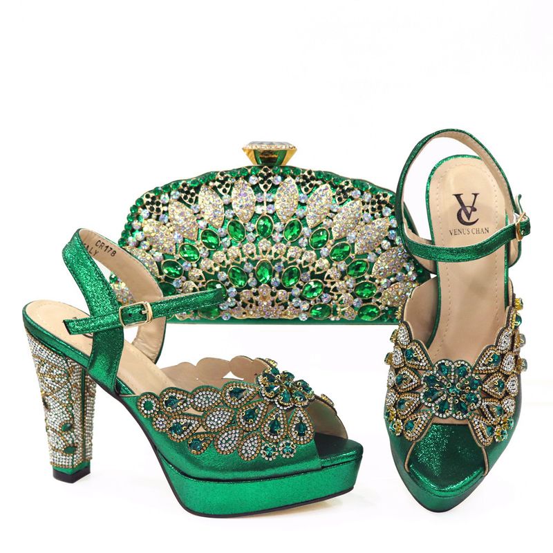 Women Shoe Bag Set Exquisite Rhinestone Elegant Fashion High Heel Sandals With Bag_voghion.com