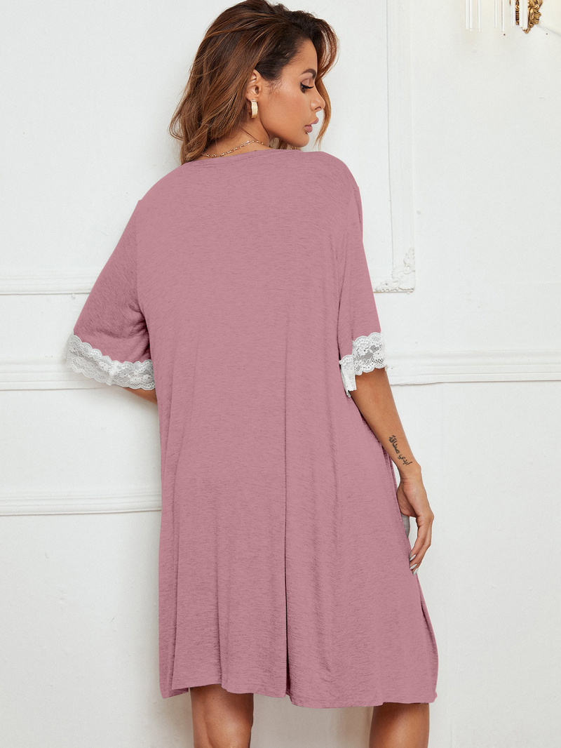 Damen-Pyjama-Set, Spitze, elastisches Nachthemd mit Hosenträgern, atmungsaktiv, zweiteilig, sexy Hauskleidung_voghion.com