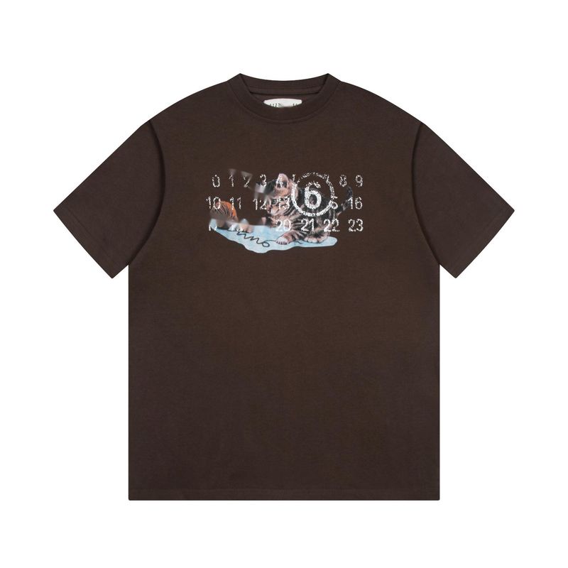 T-shirt à manches courtes Madison Margiela 2024 Play Ball Cat avec chiffres arabes_voghion.com