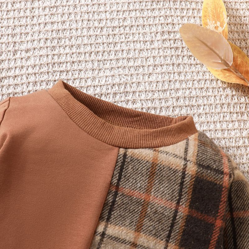 Felpa con cappuccio e pantaloni a quadri personalizzati per l'autunno 2024, set per abbigliamento per bambini_voghion.com