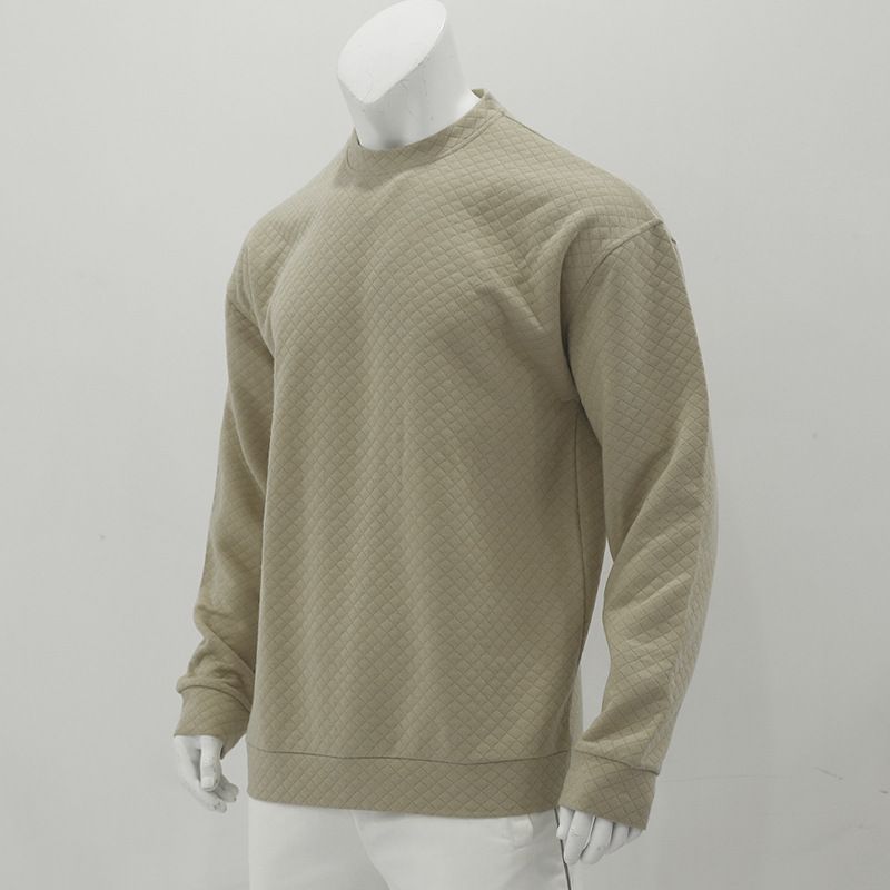 Herenkleding lente heren trend kleine vierkante ronde hals trui casual losse gebreide lange mouwen tops heren_voghion.com