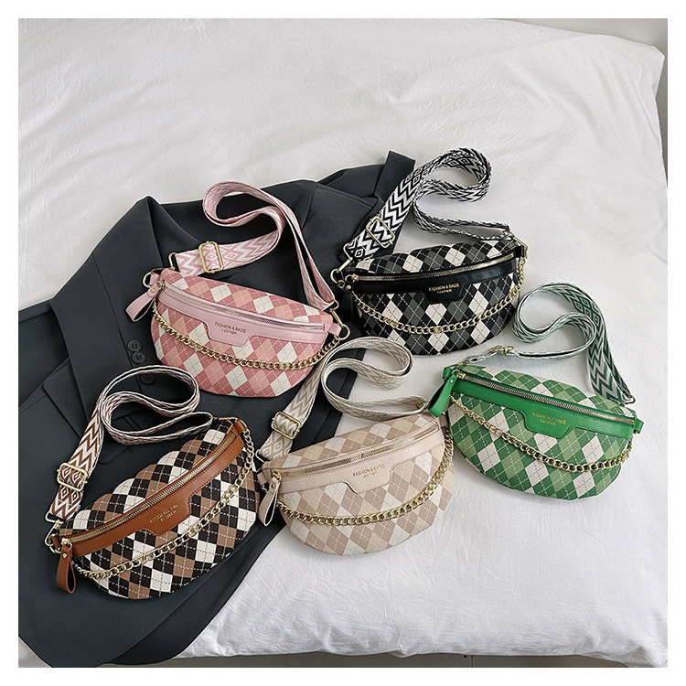 2023 New Best Selling Textured Women's Bag Trendy Fashion Plaid Chest Bag Fashionable Simple Versatile Shoulder Messenger Bag_voghion.com