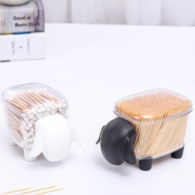 Household Creative Toothpick Storage Box Plastic Visible Cotton Swab Storage Jar Desktop Transparent Storage Jar with Lid_voghion.com