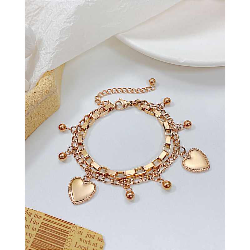 Damesmykker Mode Flerlags Rustfrit Stål Armbånd Rund Perle Kærlighed Titanium Stål_voghion.com