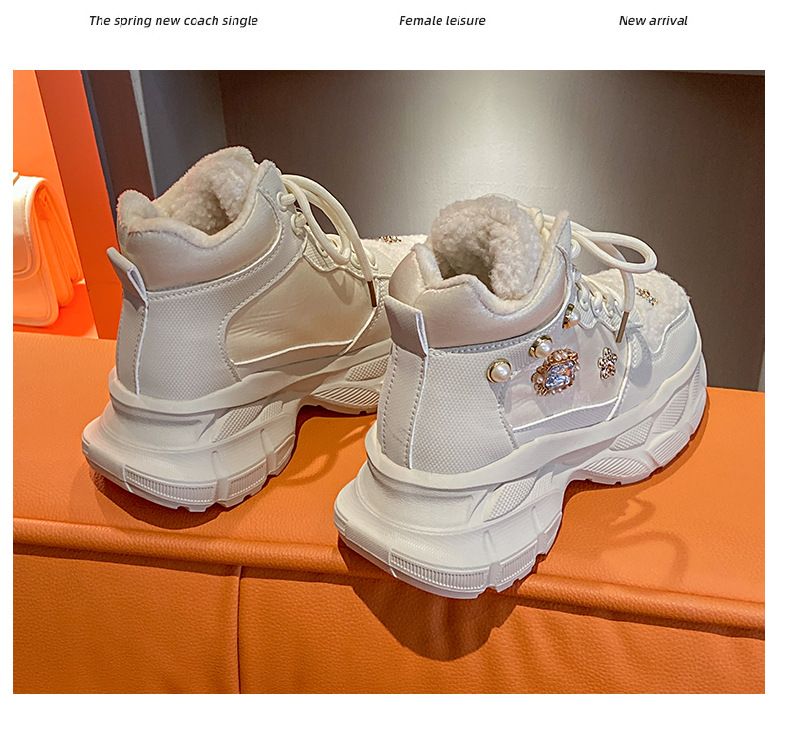 Helle Diamant-High-Tops mit Plüschisolierung Winter 2024, modische und vielseitige Casual Sports Dad Schuhe für_voghion.com