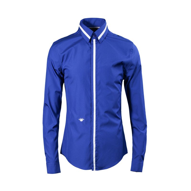 Ongeëvenaarde kwaliteit Nieuwe stijl Patchwork Bij Geborduurd Lang Mouw High-end Trendy Merk Shirt, Herenkleding_voghion.com