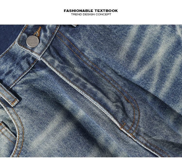 Men's Retro Flared Jeans | Lightning Wash Distressed Denim Pants | Relaxed Straight-to-Bootcut Fit For Streetwear & Casual Style_voghion.com