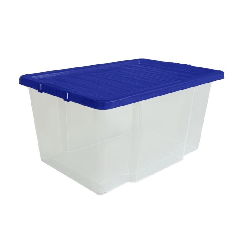 50L Plastic Storage Boxes With Colour Lids Quality Stackable Home Office Kitchen_voghion.com