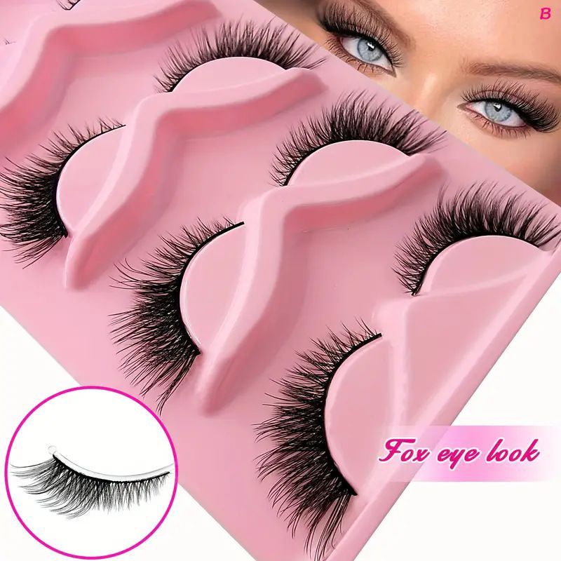 5-Pairs Hard Band False Eyelashes - Winged & Voluminous (Lengthened Outer Corners, Dramatic Cat Eye Effect)_voghion.com