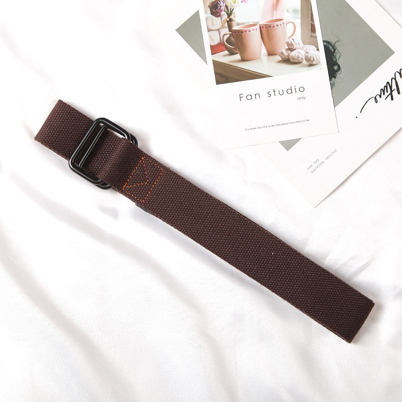 Fivela de anel duplo, tecido unissex, versão coreana, cinto decorativo versátil, mais vendido_voghion.com