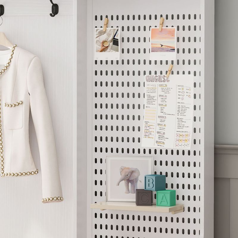 Multi-purpose Hallway Hall Tree With Removable Linen Cushioned Entryway Bench, Coat Rack, Storage Shelves, And DIY Pegboard,for Hallways, Living Room, White_voghion.com
