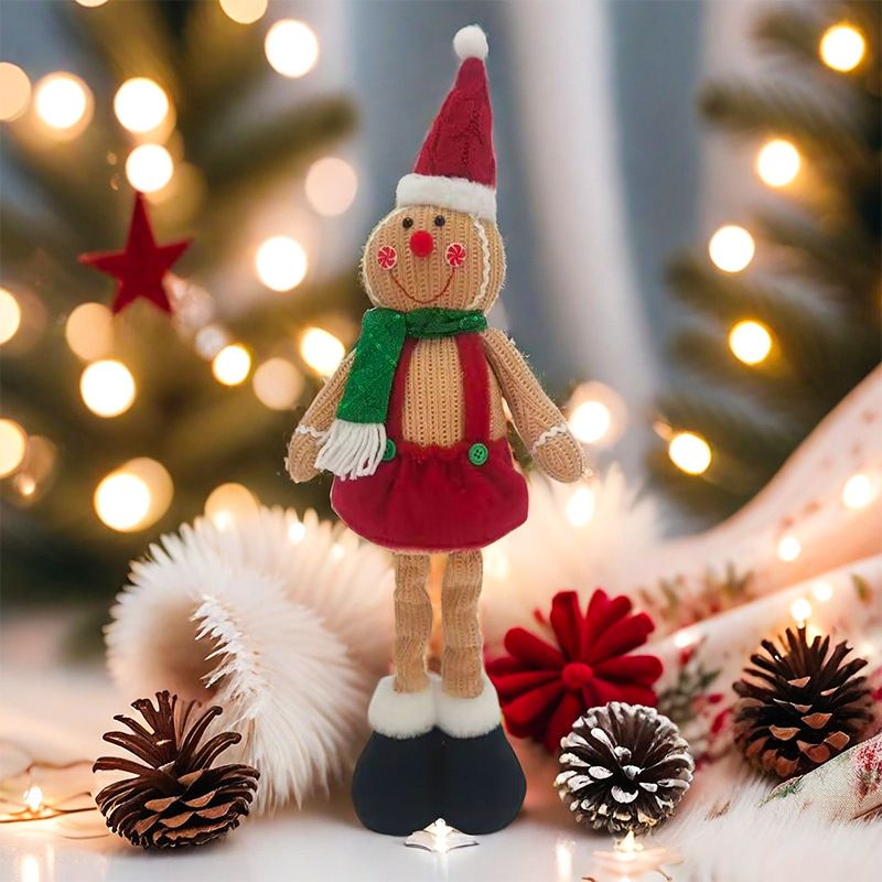 Grenzüberschreitender Lebkuchenmann, lächelnd, einziehbarer Stimmungsanhänger, kugelförmige Weihnachtspuppe, gestrickt_voghion.com