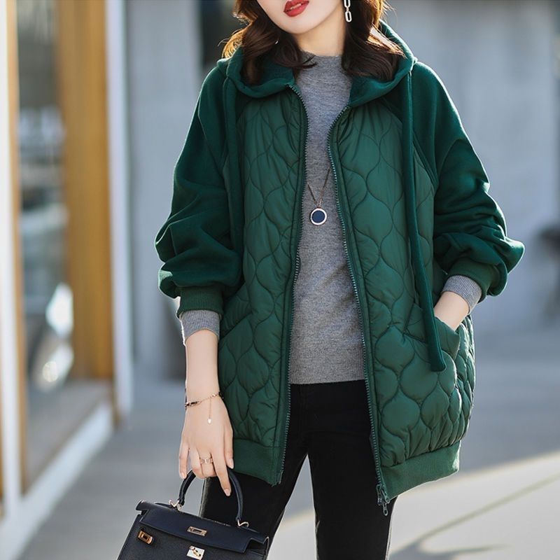 Plus Size Winter Hooded Puffer Jacket For Women – Thick Polyester Cotton Coat With Zipper & Drawstring (Black/Dark Green/Brown/Burgundy, M-4XL)_voghion.com