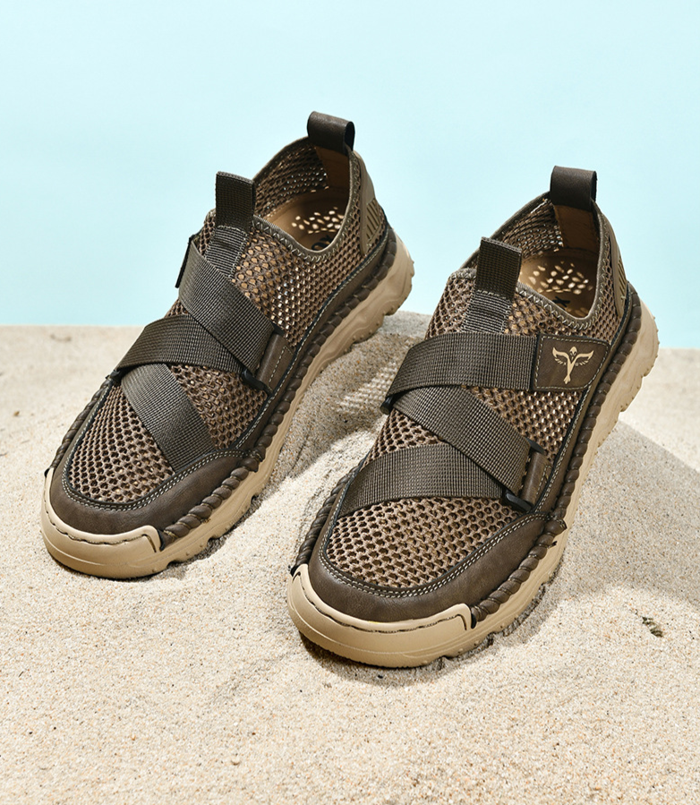 Nuove scarpe da spiaggia estive oversize di fascia alta, sandali, antiscivolo, streaming cucito a mano, scarpe da uomo_voghion.com