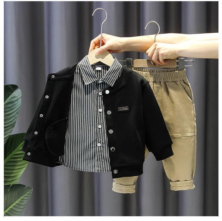 Mutter & Kind Kinder Frühlingskleidung Stilvolle Anzüge Alle Match Kinderkleidung Net Promi Jungen Straße Casual Dreiteiliger Anzug_voghion.com