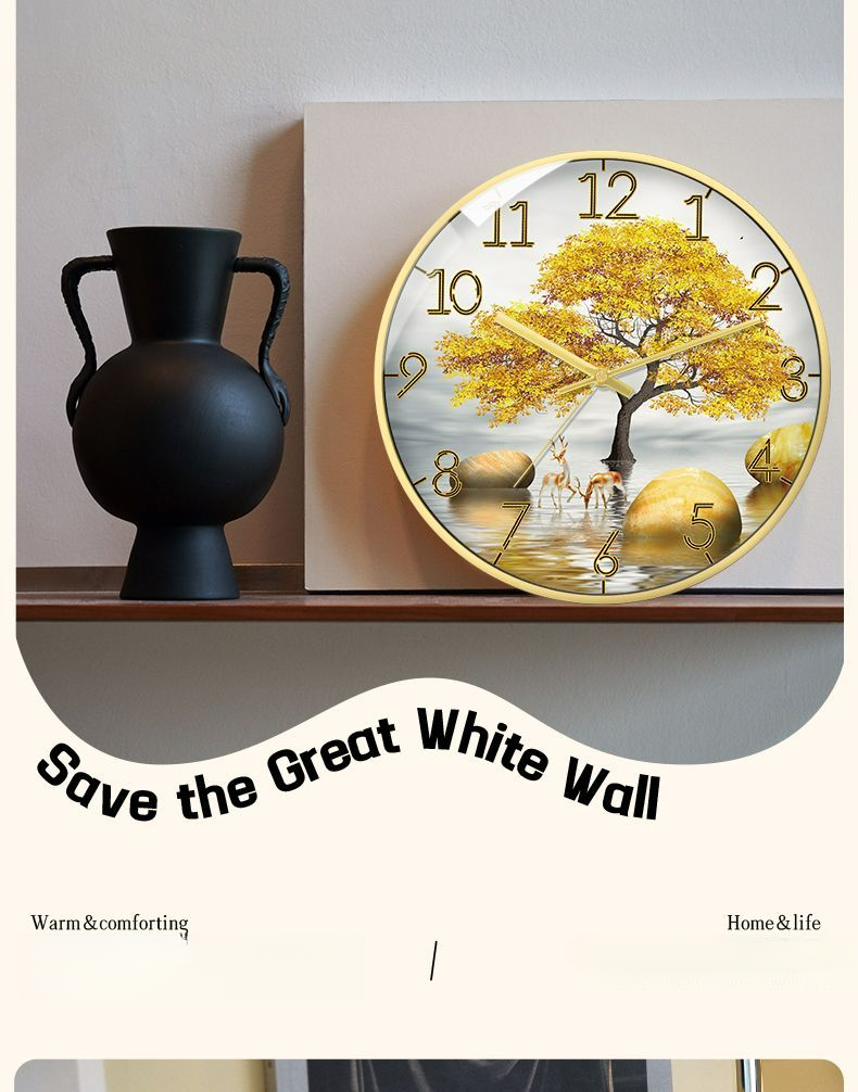 Orologio da parete creativo al quarzo da camera da letto e soggiorno in stile cinese nordico silenzioso in oro_voghion.com