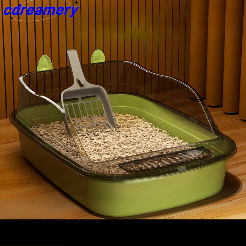 Halbgeschlossene große Katzentoilette, verdickte Katzentoilette mit Auslaufschutz, neue Katzentoilette für Heimtierbedarf im Großhandel_voghion.com