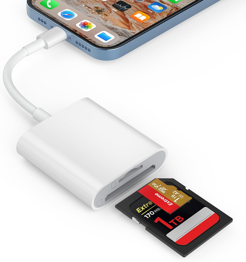 SZHAIYIJIN iPhone, czytnik pamięci masowej z wtyczką USB do śledzenia gier, podglądem kamery i adapterem kart TF Micro SD do iPada_voghion.com