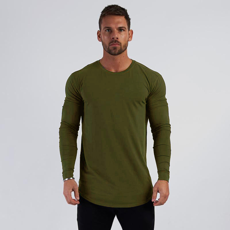 Camicia base tendenza da uomo a maniche lunghe sportiva slim in puro cotone traspirante con fondo tondo_voghion.com