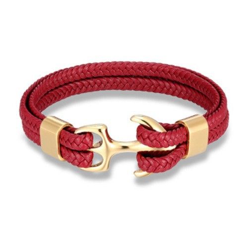2022 Zwarte handgemaakte geweven anker leren koord armband voor heren_voghion.com