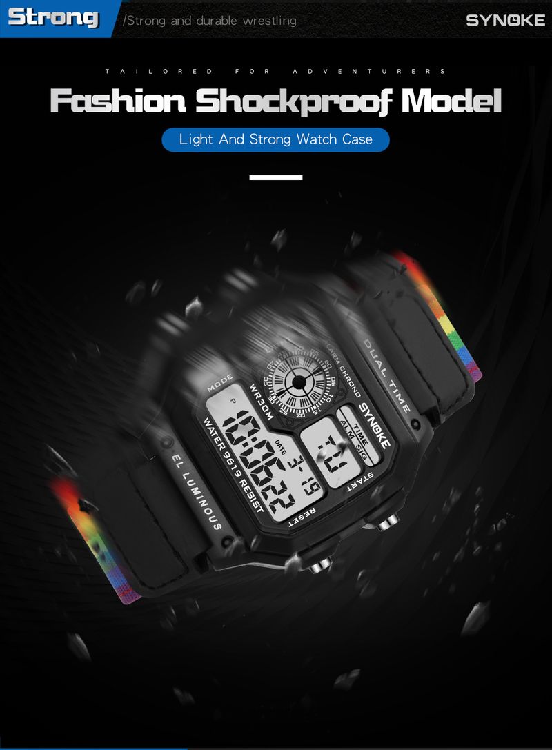 Nylon canvas with three-ring buckle retro electronic watch luminous waterproof sports men's square classic student watch_voghion.com