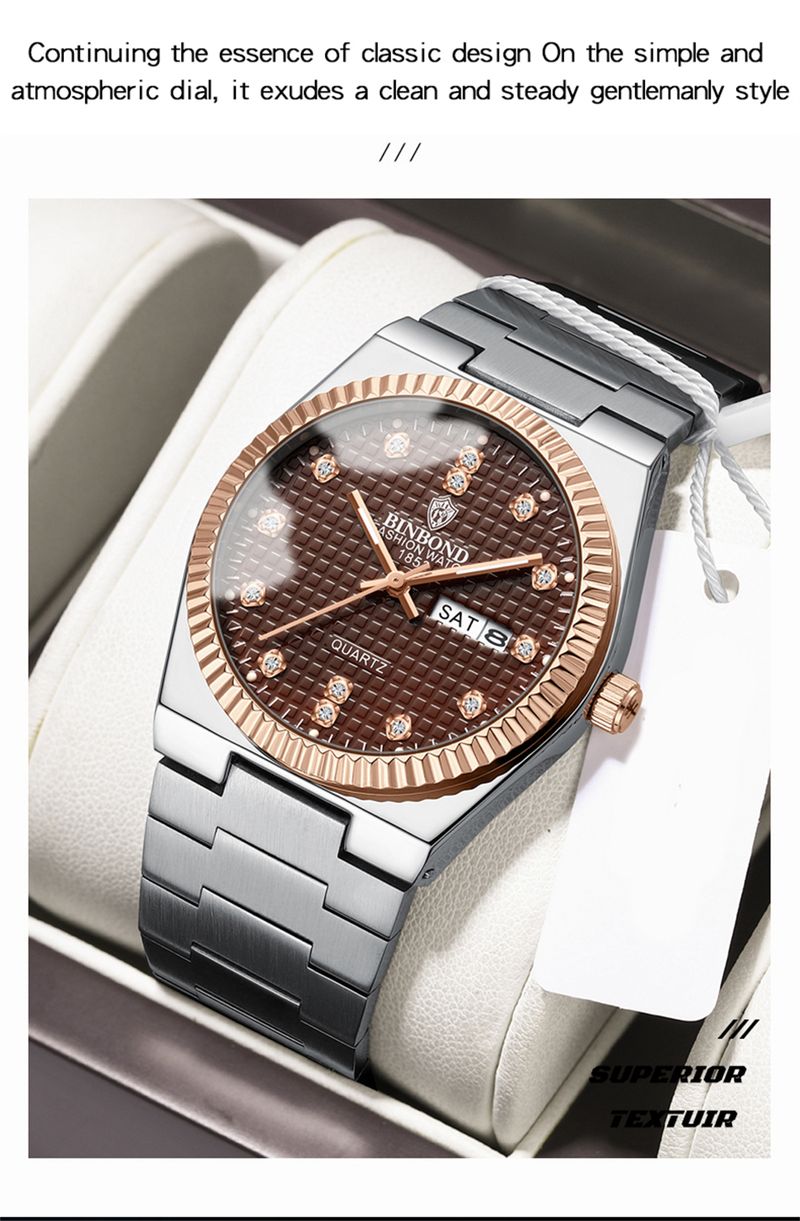 Top Luxury Man Watch Waterproof Stainless Steel Men Wristwatch Luminous Date Week Fashion Business Quartz Men's Watches_voghion.com