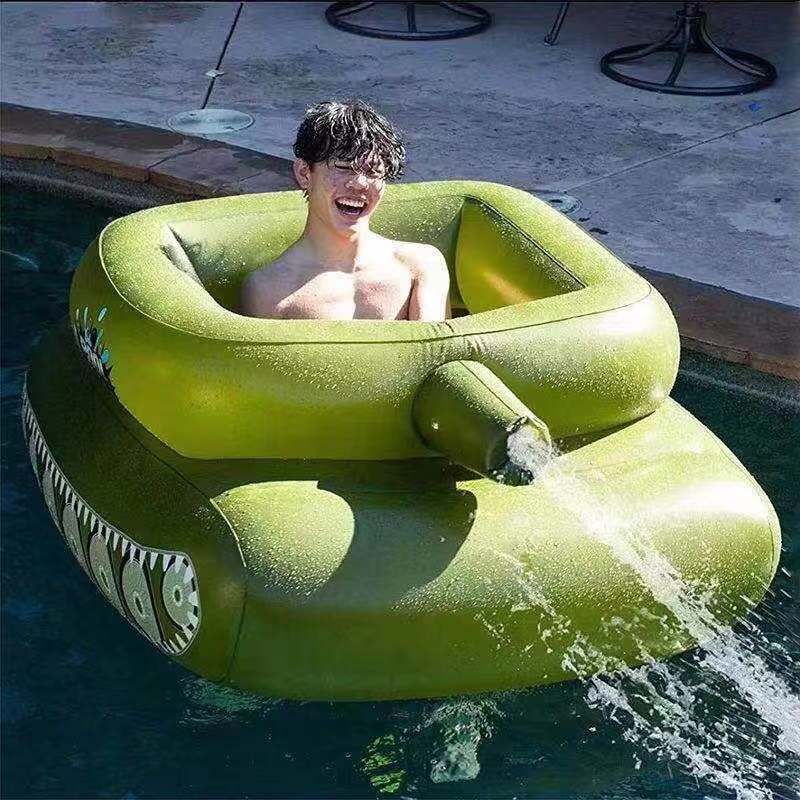 Inflatable Spray With Gun For Adults, Ride-on Children's Swimming Ring, Water Battle Tank, Can Sit On Tank Vehicle_voghion.com