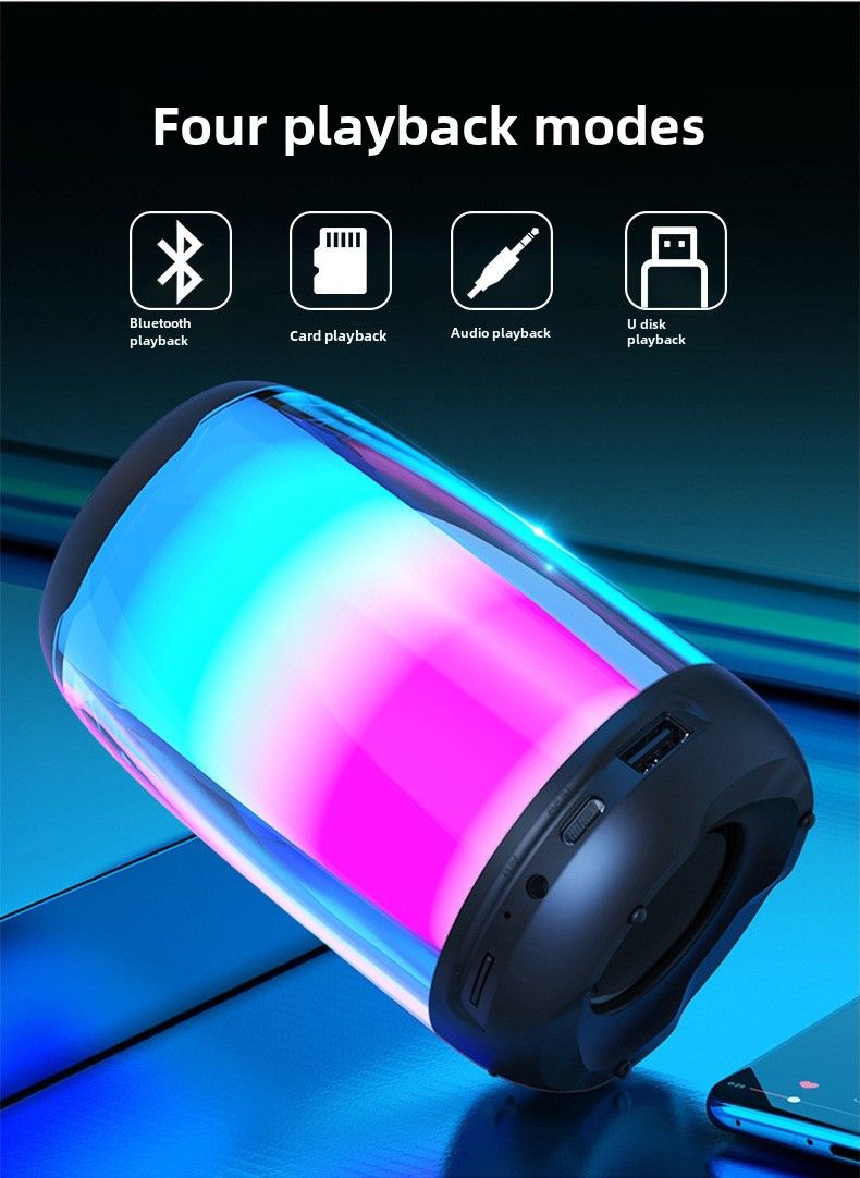 YaShoo vezeték nélküli hangszóró - Bluetooth kapcsolat, 1200 mAh akkumulátor, 4 óra lejátszás, TWS mód, TF kártya és U lemez lejátszás, LED hangulatvilágítás, 5 W teljesítmény_voghion.com