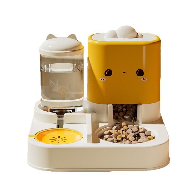Automatischer Futter- und Wasserspender für eine niedliche, lächelnde Katze – Haustierbedarf, Futterorganizer, geeignet für Katzen und kleine Hunde._voghion.com