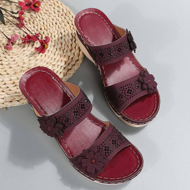 Sandali da donna grandi dimensioni casuali sandali da donna con zeppa a forma di fiore_voghion.com