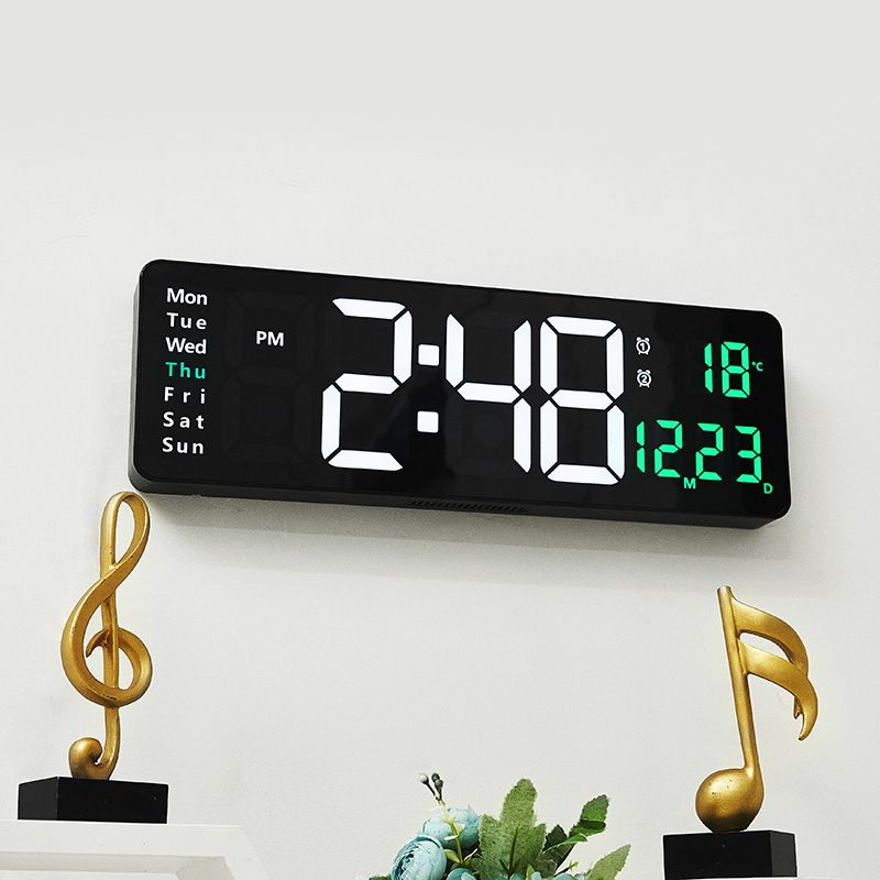 16 Zoll große digitale Wanduhr, Timer und Alarm mit RGB-Farbwechsel, Temperaturanzeige für den großen Bildschirm im Home Office_voghion.com