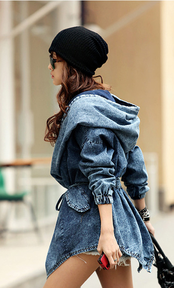 Τζιν μπουφάν για κορίτσια, oversized hoodie, κουκούλα, τζιν μπουφάν, σχέδιο μόδας, γυναικείο παλτό_voghion.com