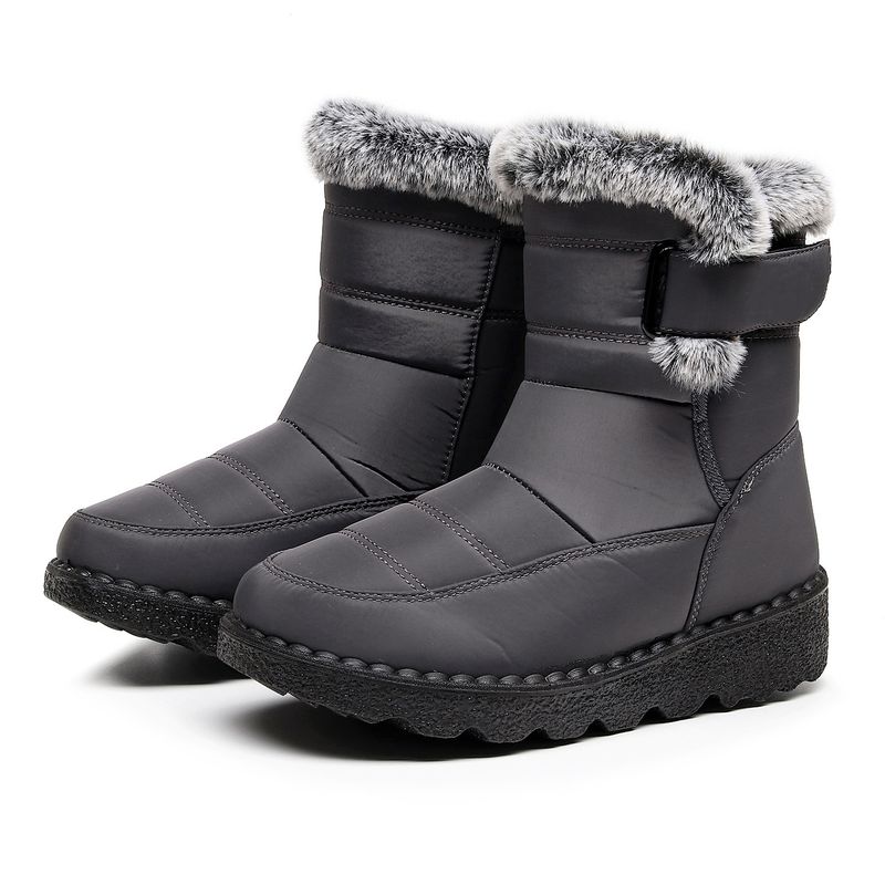 Women's High-Cut Winter Snow Boots With Faux Fur Lining, Waterproof Umbrella Fabric, PU Anti-Slip Sole, Adjustable Hook & Loop Closure (EU 36-45)_voghion.com