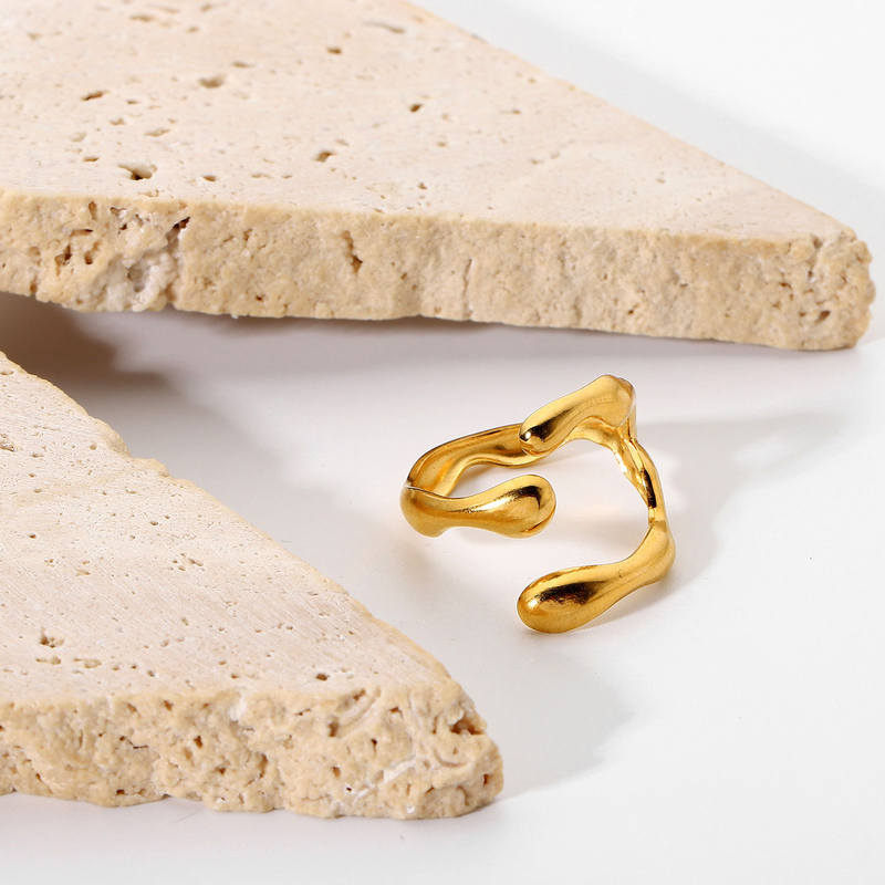 Fashionable internet celebrity INS stainless steel women's with geometric shape, wrong edges, crossed texture, and open_voghion.com