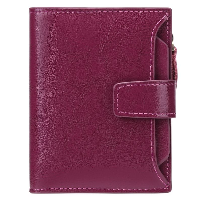 Ölwachs-Leder-Geldbörse für Damen, kurz, multifunktional, mit Reißverschluss, Geldklammer, große Kapazität, Kartenhalter, Münzbörse_voghion.com