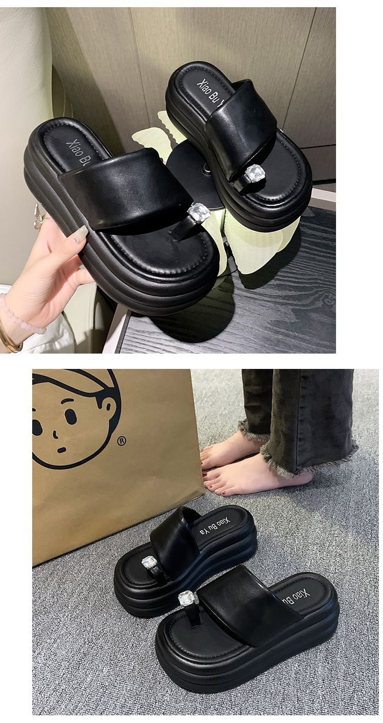 Women's Summer New Fashion Round Thick Sole Open Toe Flip Flops Comfortable Casual Platform Beach Sandals_voghion.com