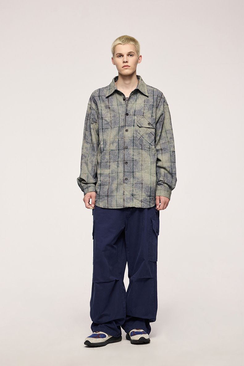 Camisa a cuadros de talla grande para hombre, estilo retro, informal, holgada, de manga larga_voghion.com
