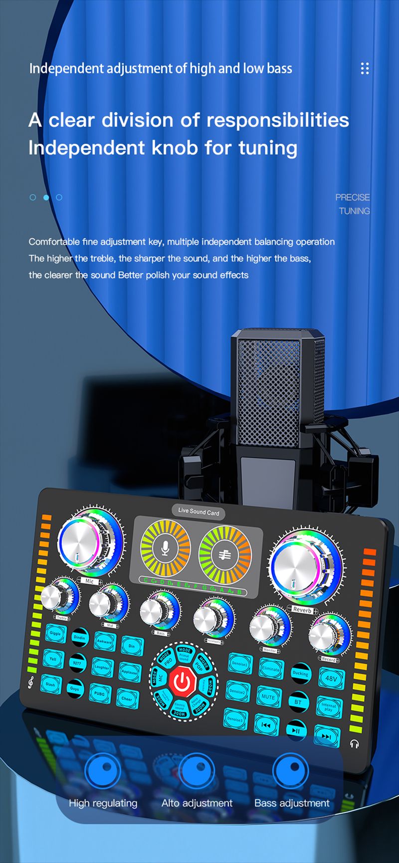 Mixer audio professionale Podcast Studio Q7 per la registrazione di streaming live, kit scheda audio per telefono e PC_voghion.com