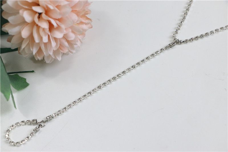 Semplice braccialetto con catena di diamanti a fila singola con strass e personalità della moda_voghion.com