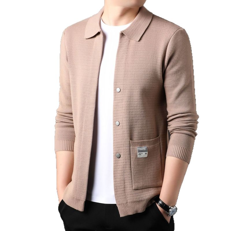 2025 Spring Knitted Cardigan New Youth Simple Solid Color Sweater Fashion Jacket Men's Clothing_voghion.com