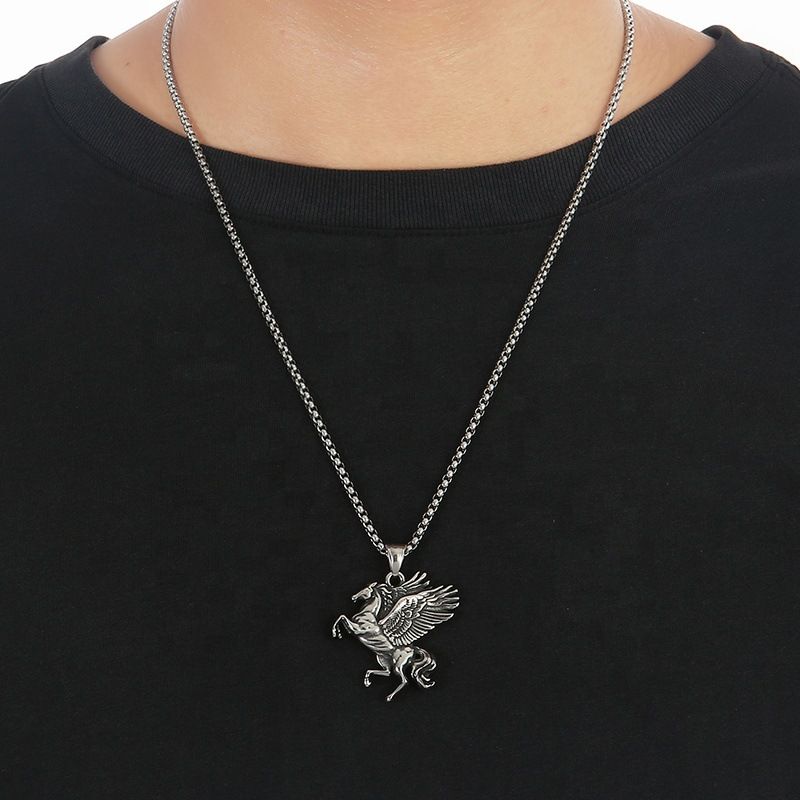 Coole mannen jongens vliegend paard pegasus hanger ketting roestvrij staal mannen punk retro vintage cool vaderdag vader cadeau_voghion.com