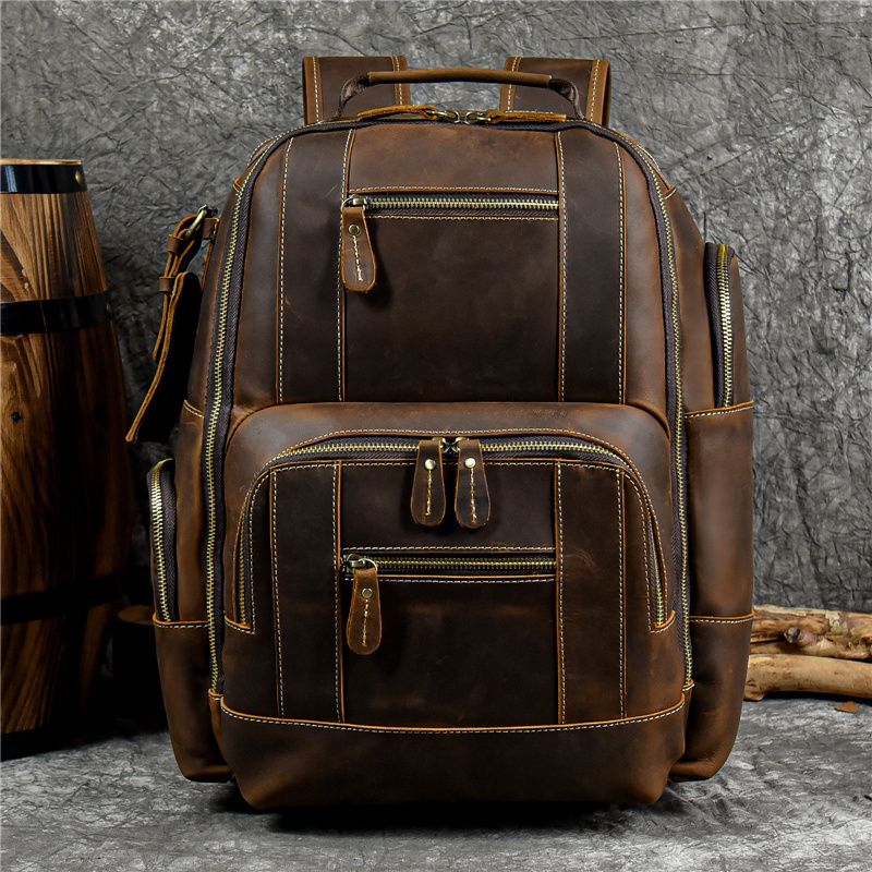 Mochila de viaje Newsbirds de estilo retro para hombre, estilo bandolera de cuero._voghion.com