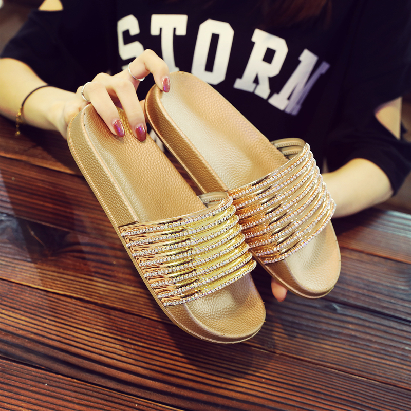 Olesale New Style Ready Stock Cross Border Independent Station Plus Size Craft Hausschuhe Shiny Diamond Sandalen Casual One Line Damen Sandalen_voghion.com