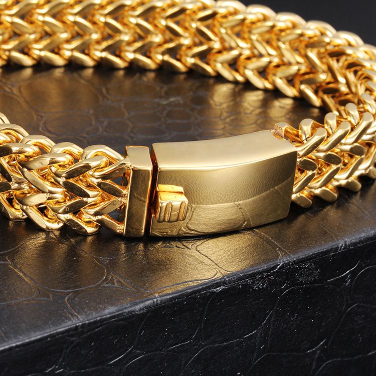 Men's Stainless Steel Geometric Fish Scale Bracelet - Durable Titanium Steel Chain Link Wristband For Trendy Casual Style_voghion.com