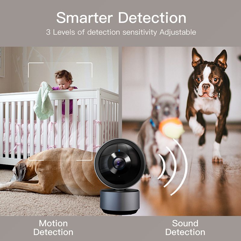 TUYA Smart WiFi Security Camera 3MP Indoor Wireless Surveillance With Night Vision, 360° View, TF Card Storage, Compatible With US/EU/UK Standards_voghion.com